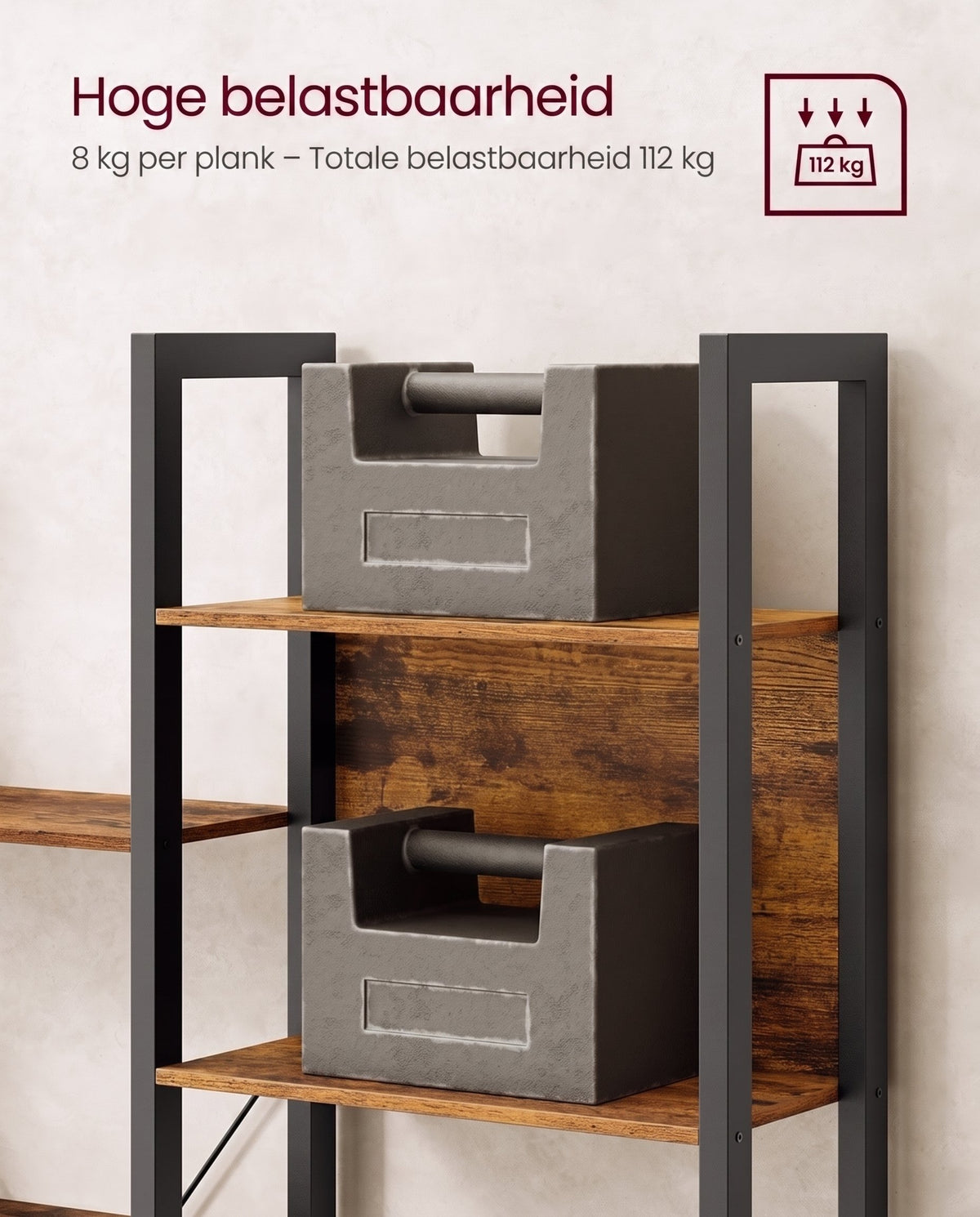 Boekenkast met 14 Planken en Metalen Frame, 158 x 166 cm