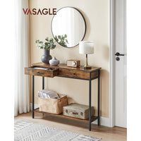 Smalle Sidetable met 2 Lades en Onderplank in Industriële Stijl