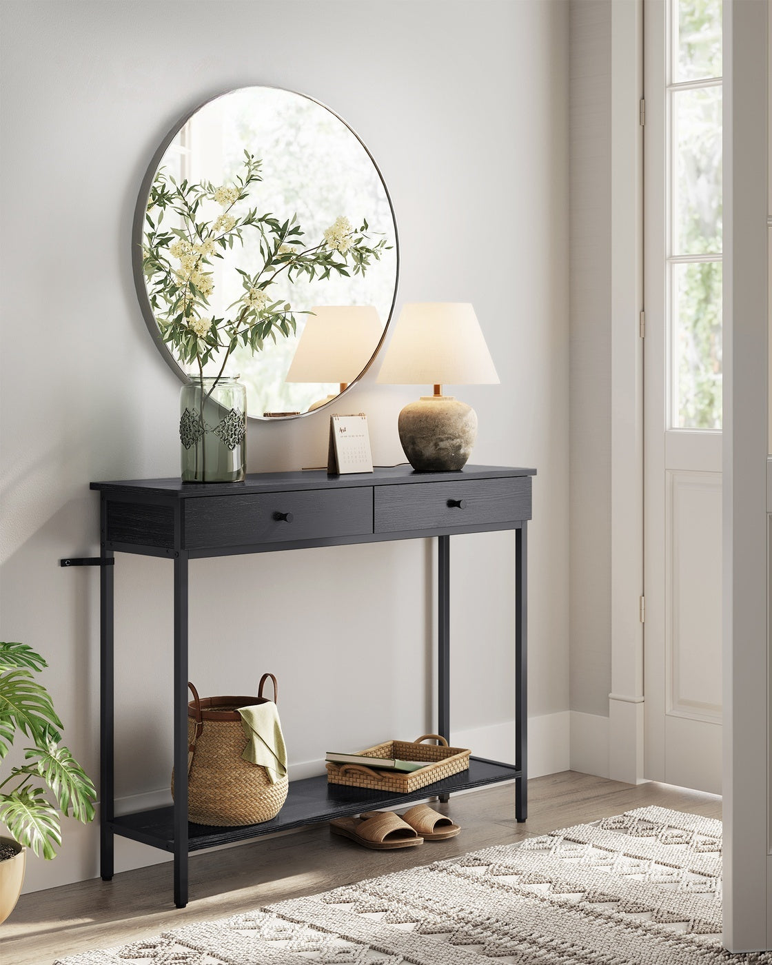 Consoletafel met 2 Lades en Stalen Frame, 100 cm