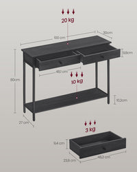 Consoletafel met 2 Lades en Stalen Frame, 100 cm