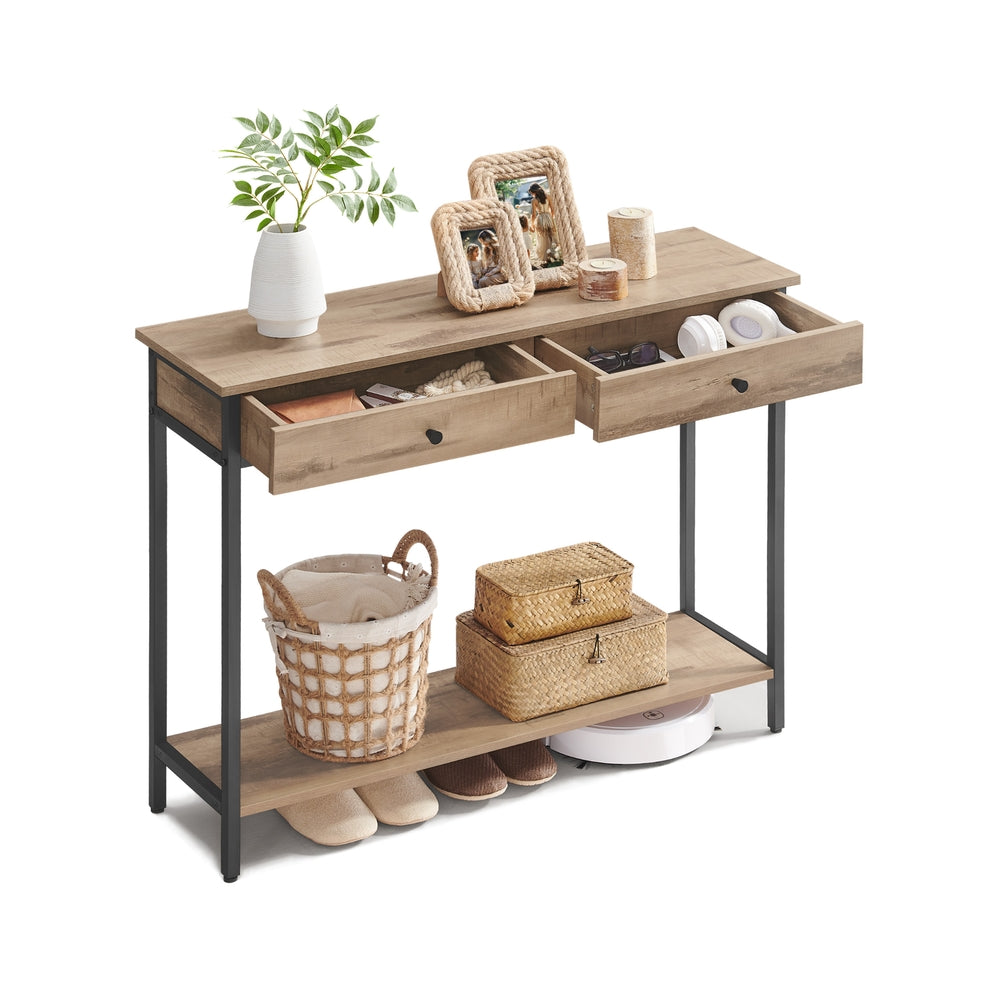 Consoletafel met 2 Lades en Stalen Frame, 100 cm
