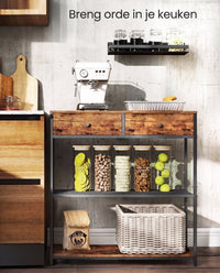 Smalle Consoletafel met 2 Stoffen Lades en 2 Planken, 76 cm