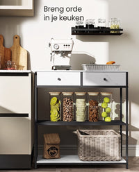 Smalle Consoletafel met 2 Stoffen Lades en 2 Planken, 76 cm