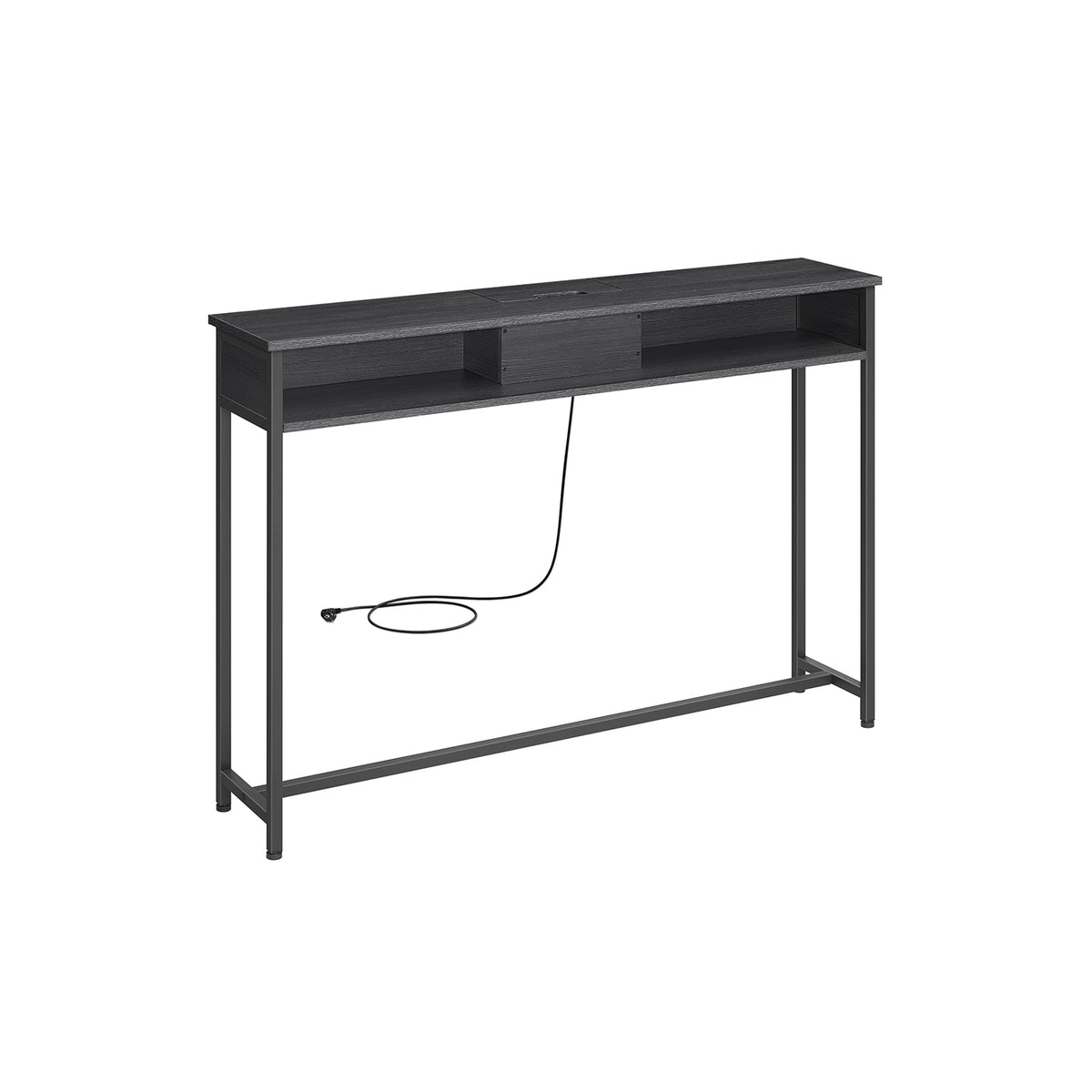 Smalle Consoletafel met Stopcontact, 2 USB-poorten en 2 Vakken, 120 cm