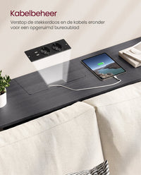 Smalle Consoletafel met Stopcontact, 2 USB-poorten en 2 Vakken, 120 cm