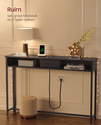 Smalle Consoletafel met Stopcontact, 2 USB-poorten en 2 Vakken, 120 cm