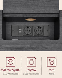 Smalle Consoletafel met Stopcontact, 2 USB-poorten en 2 Vakken, 120 cm
