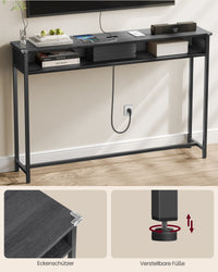 Smalle Consoletafel met Stopcontact, 2 USB-poorten en 2 Vakken, 120 cm