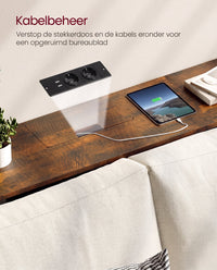 Smalle Consoletafel met Stopcontact, 2 USB-poorten en 2 Vakken, 120 cm