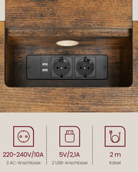 Smalle Consoletafel met Stopcontact, 2 USB-poorten en 2 Vakken, 120 cm
