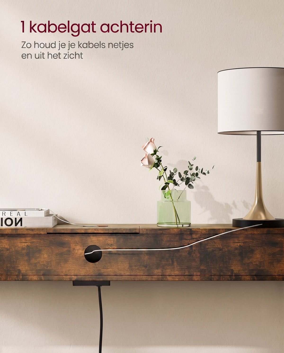 Smalle Consoletafel met Stopcontact, 2 USB-poorten en 2 Vakken, 120 cm