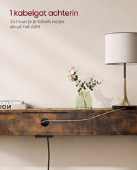 Smalle Consoletafel met Stopcontact, 2 USB-poorten en 2 Vakken, 120 cm