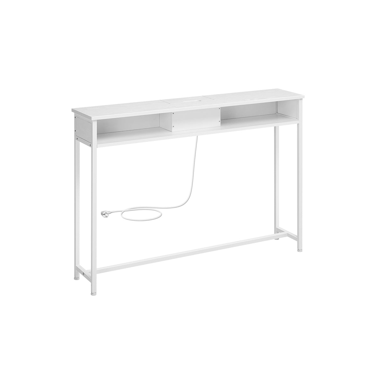Smalle Consoletafel met Stopcontact, 2 USB-poorten en 2 Vakken, 120 cm