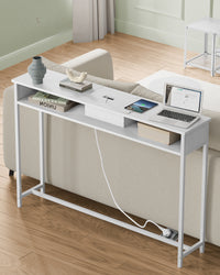 Smalle Consoletafel met Stopcontact, 2 USB-poorten en 2 Vakken, 120 cm