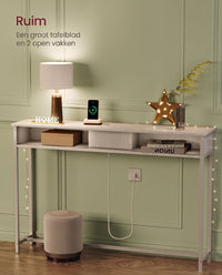 Smalle Consoletafel met Stopcontact, 2 USB-poorten en 2 Vakken, 120 cm