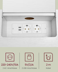 Smalle Consoletafel met Stopcontact, 2 USB-poorten en 2 Vakken, 120 cm