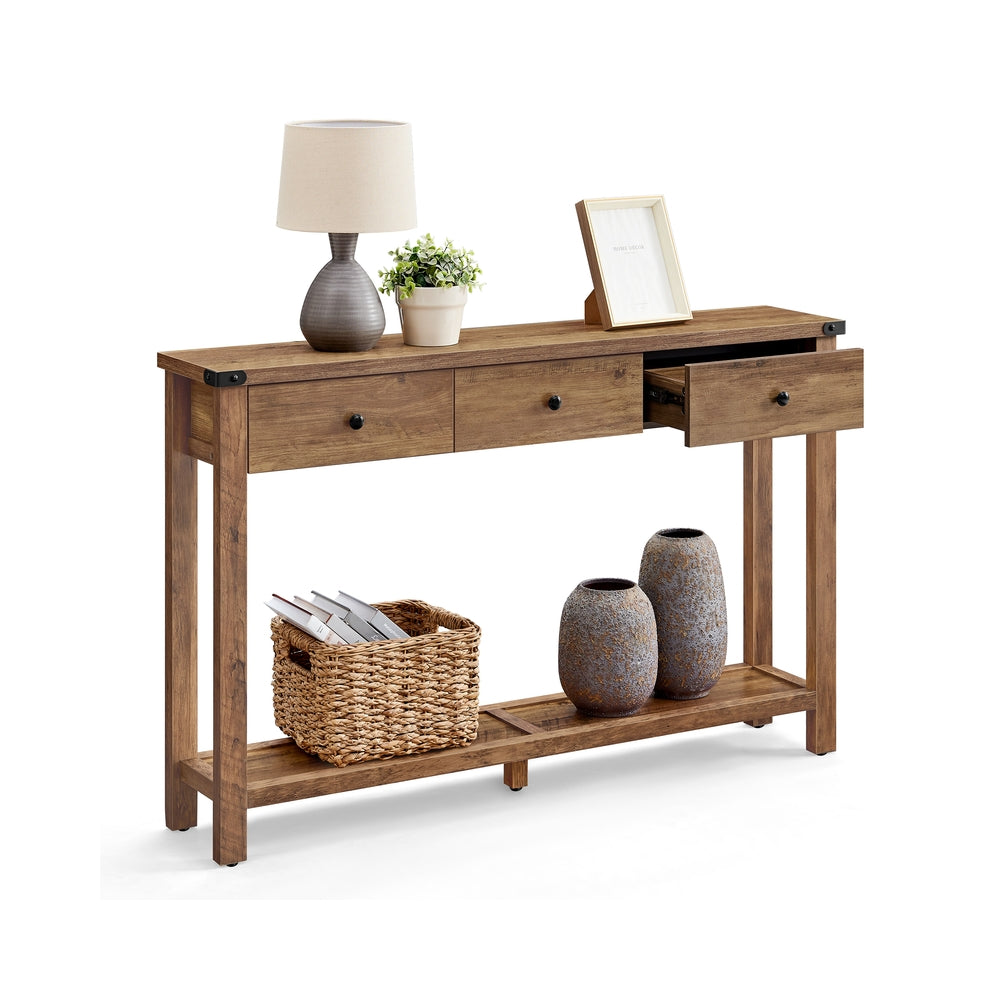 Smalle Haltafel met 3 Lades en Open Plank, 120 cm