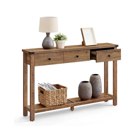 Smalle Haltafel met 3 Lades en Open Plank, 120 cm