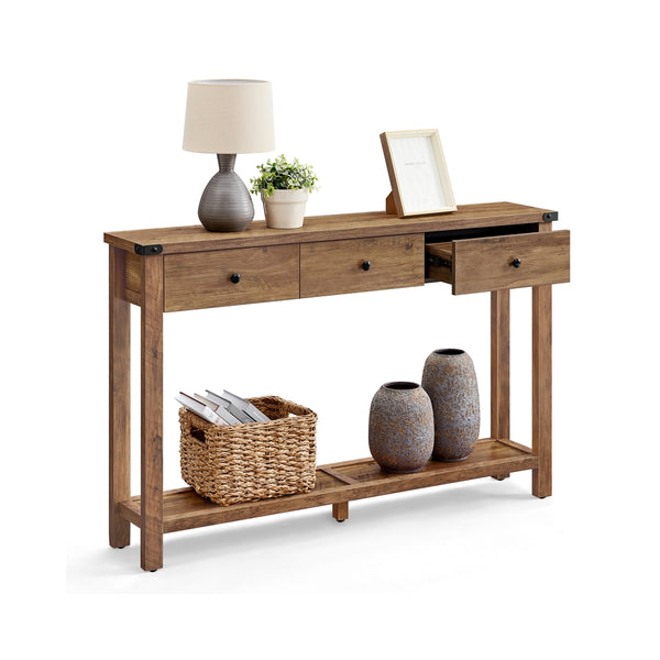 Smalle Haltafel met 3 Lades en Open Plank, 120 cm