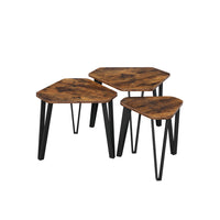 Bijzettafels Set van 3 met Metalen Poten, Industrieel Design
