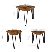 Bijzettafels Set van 3 met Metalen Poten, Industrieel Design