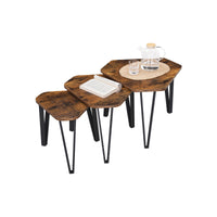 Bijzettafels Set van 3 met Metalen Poten, Industrieel Design