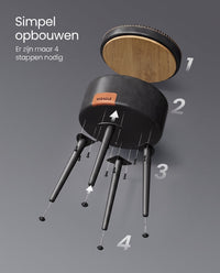 Ronde Kruk met Opbergruimte en Kunstleren Zitting, 38 x 44 cm