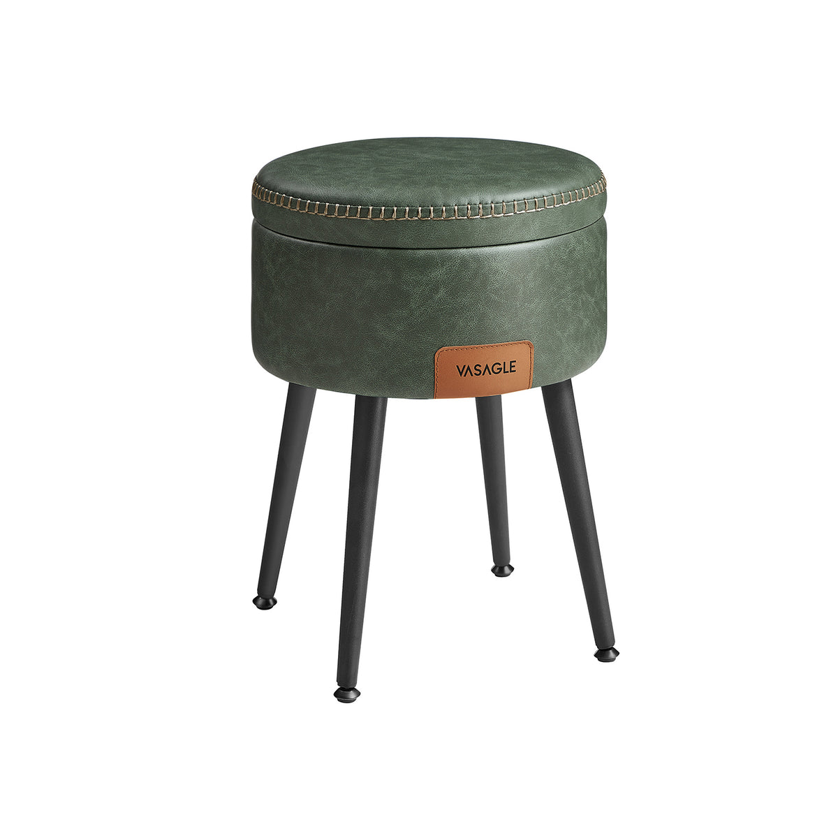 Ronde Kruk met Opbergruimte en Kunstleren Zitting, 38 x 44 cm