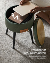 Ronde Kruk met Opbergruimte en Kunstleren Zitting, 38 x 44 cm