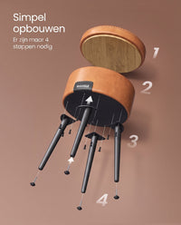 Ronde Kruk met Opbergruimte en Kunstleren Zitting, 38 x 44 cm