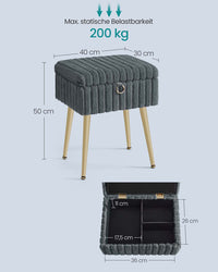 Make-upkruk met Opbergruimte en Gewatteerde Zitting, 30 x 40 x 50 cm