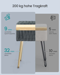 Make-upkruk met Opbergruimte en Gewatteerde Zitting, 30 x 40 x 50 cm
