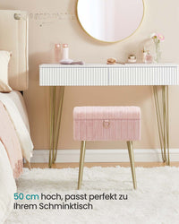 Make-upkruk met Opbergruimte en Gewatteerde Zitting, 30 x 40 x 50 cm