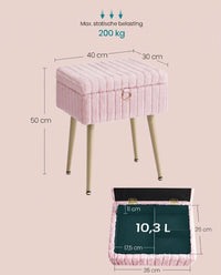 Make-upkruk met Opbergruimte en Gewatteerde Zitting, 30 x 40 x 50 cm