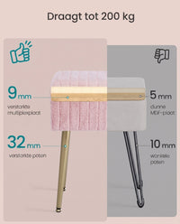 Make-upkruk met Opbergruimte en Gewatteerde Zitting, 30 x 40 x 50 cm