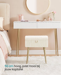 Make-upkruk met Opbergruimte en Gewatteerde Zitting, 30 x 40 x 50 cm