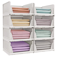 Stapelbare Opbergmanden Set van 8, Opvouwbaar, 33 x 43 x 18,5 cm