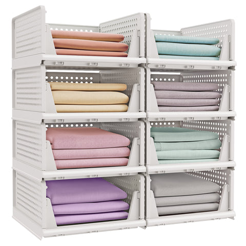 Stapelbare Opbergmanden Set van 8, Opvouwbaar, 33 x 43 x 18,5 cm