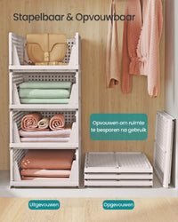 Stapelbare Opbergmanden Set van 8, Opvouwbaar, 33 x 43 x 18,5 cm