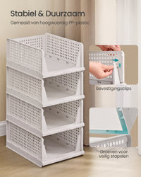 Stapelbare Opbergmanden Set van 8, Opvouwbaar, 33 x 43 x 18,5 cm