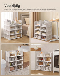 Stapelbare Opbergmanden Set van 8, Opvouwbaar, 33 x 43 x 18,5 cm