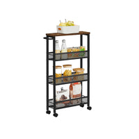 Extra Smalle Keukentrolley met 4 Niveaus, 13 x 45,4 x 77 cm