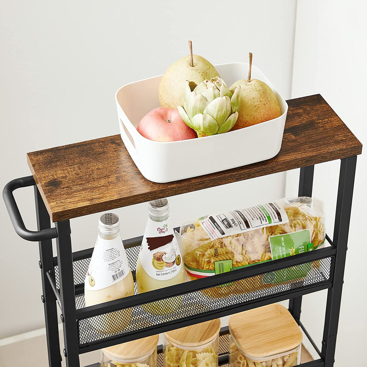 Extra Smalle Keukentrolley met 4 Niveaus, 13 x 45,4 x 77 cm