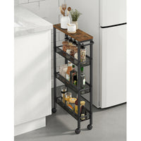 Extra Smalle Keukentrolley met 4 Niveaus, 13 x 45,4 x 77 cm
