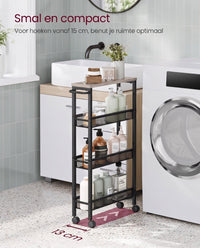 Extra Smalle Keukentrolley met 4 Niveaus, 13 x 45,4 x 77 cm