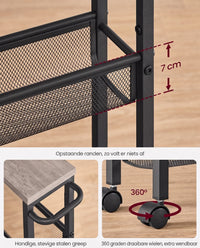 Extra Smalle Keukentrolley met 4 Niveaus, 13 x 45,4 x 77 cm