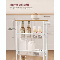 Extra Smalle Keukentrolley met 4 Niveaus, 13 x 45,4 x 77 cm