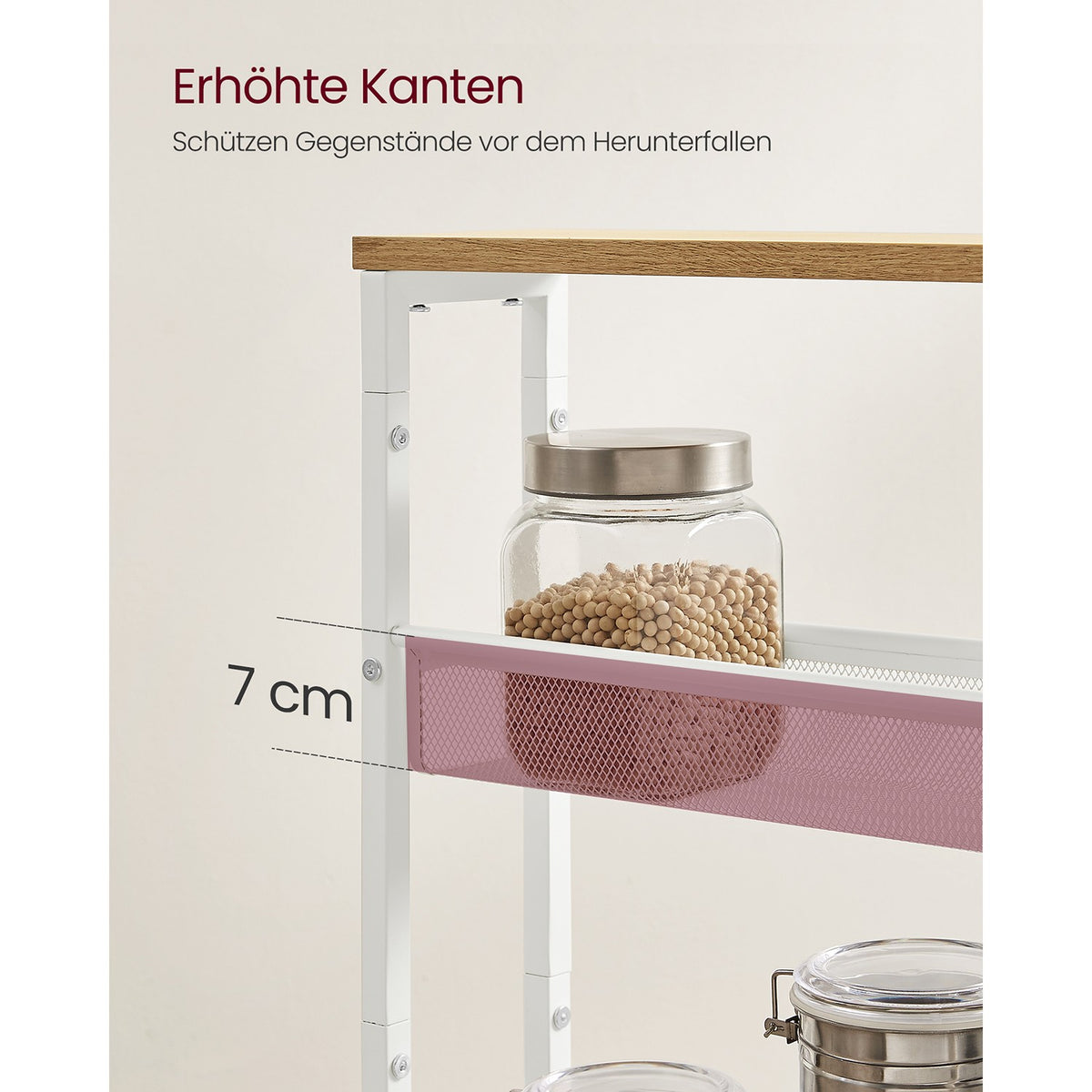 Extra Smalle Keukentrolley met 4 Niveaus, 13 x 45,4 x 77 cm
