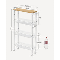 Extra Smalle Keukentrolley met 4 Niveaus, 13 x 45,4 x 77 cm