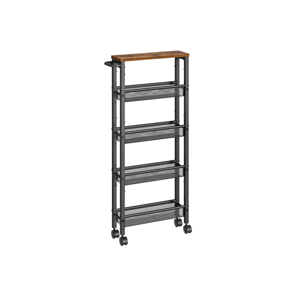 Extra Smalle Keukentrolley met 5 Niveaus en Stalen Handgreep, 13 x 45,4 x 99,6 cm